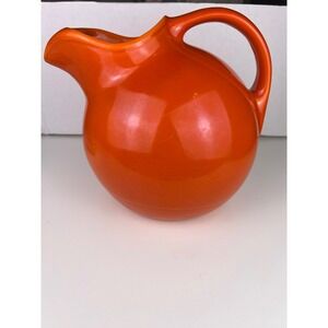 Vintage Fiesta Ware Harlequin Ball Pitcher Jug Orange Ceramic‎ Kitchen Serving